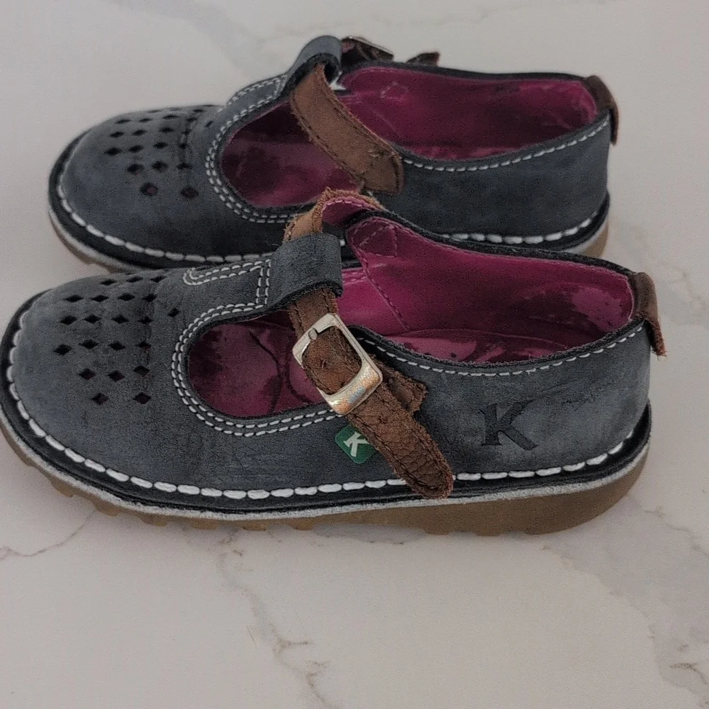 Kickers Gray and Brown Dress Shoes with Buckle 10US